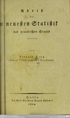 Abriß der neuesten Statistik des preußischen Staats