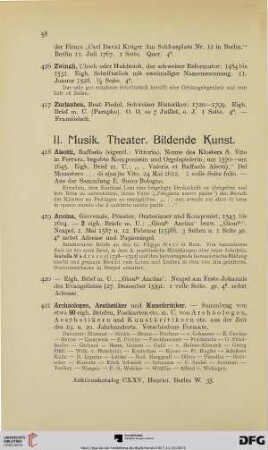 II. Musik. Theater. Bildende Kunst (Nr. 418-545)
