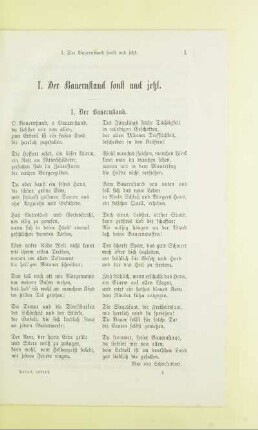 I. Der Bauernstand sonst und jetzt