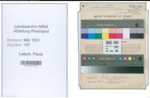 Entnazifizierung Paula Latsch , geb. 14.09.1887 (Lehrerin)