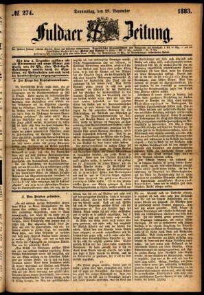 Ausgabe vom Donnerstag, den 29. November 1883.