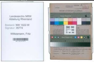 Entnazifizierung Fritz Wilkesmann , geb. 15.02.1891 (Technischer Angestellter)
