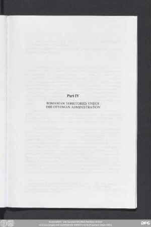 Part IV Romanian Territories Under The Ottoman Administration