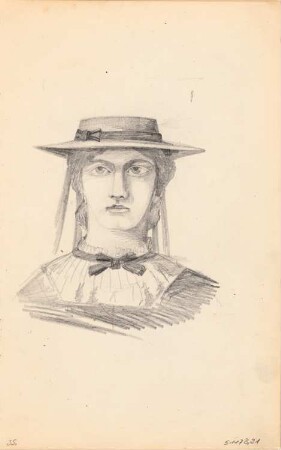 Skizzenbuch: Frauenportrait mit Hut