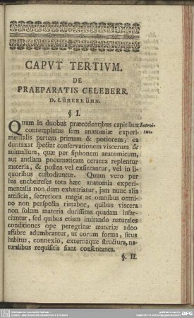 Caput Tertium De Praeparatis Celeberr.