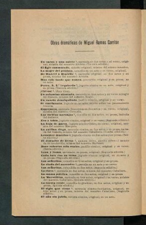 Obras dramáticas de Miguel Ramos Carrión