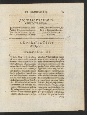 De Perspectivis & Opticis Discursus III.