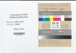 Entnazifizierung Erich Hans , geb. 16.01.1904 (Kriminalbeamter)