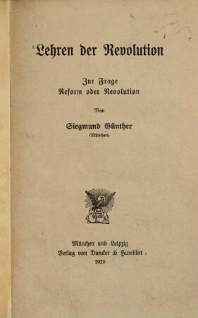 Lehren der Revolution : zur Frage Reform oder Revolution