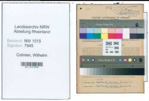Entnazifizierung Wilhelm Cohnen , geb. 15.10.1905 (Arbeiter)