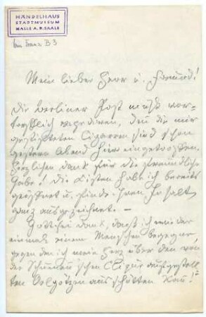 Brief von Robert Franz an unbekannt