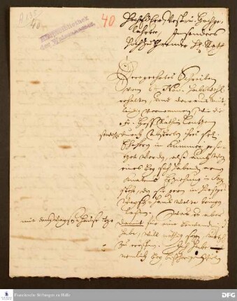 Brief von August Hermann Francke an [Unbekannt].