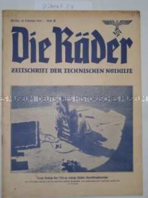 Fachzeitschrift der Technischen Nothilfe "Die Räder" u.a. über die Tätigkeit der TN in den besetzten Gebieten