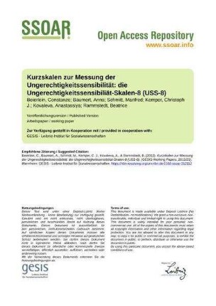 Kurzskalen zur Messung der Ungerechtigkeitssensibilität: die Ungerechtigkeitssensibiliät-Skalen-8 (USS-8)