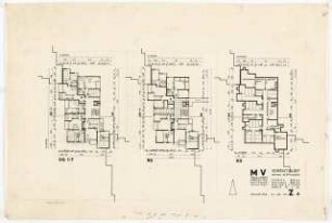 Märkisches Viertel, Wilhelmsruher Damm, Finsterwalder Straße, Berlin-Reinickendorf: Grundrisse Typ Z 6, Vorentwurf 1:200