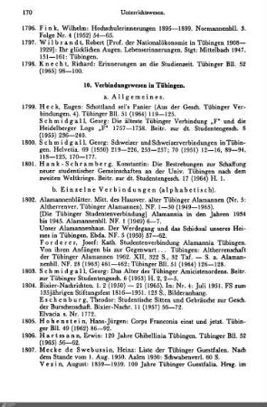 10. Verbindungswesen in Tübingen