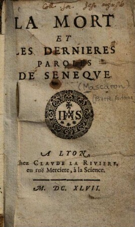 La mort et les dernières paroles de Seneque