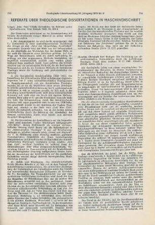 714-716 [Rezension] Olearius, Christoph Karl Rüdiger, Die Umbildung der altprotestantischen Urstandslehre durch die Aufklärungstheologie