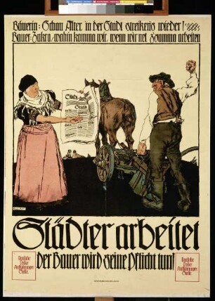 Städter arbeitet der Bauer wird seine Pflicht tun