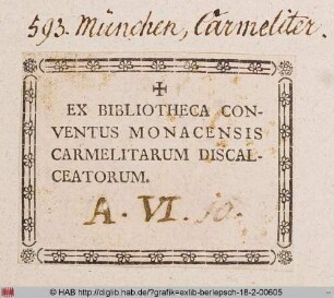 Exlibris des Carmeliterklosters zu München