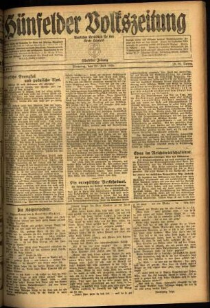 Ausgabe vom Dienstag, den 27. Juli 1920.