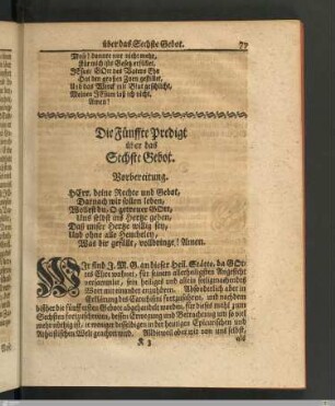 Die Fünffte Predigt über das Sechste Gebot.