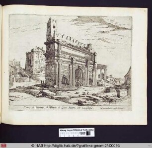 L'arco di Settimio, il Tempio di Gione Statore, e Campidoglio