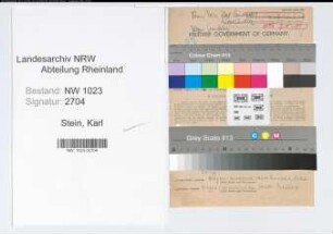Entnazifizierung Karl Vom Stein , geb. 02.12.1890 (Landwirt)