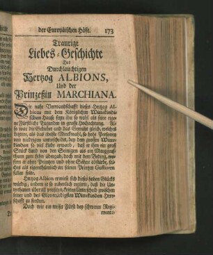 Traurige Liebes-Geschichte Des Durchlauchtigen Herzog Albions, Und der Prinzeßin Marchiana.