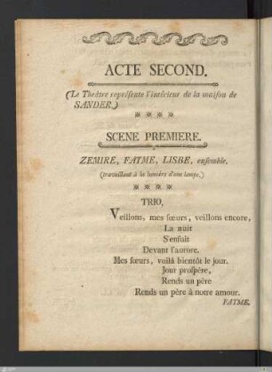 Acte Second: Scene Premiere.