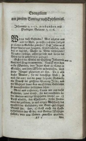 Evangelium am zweiten Sontage nach Epiphanias.