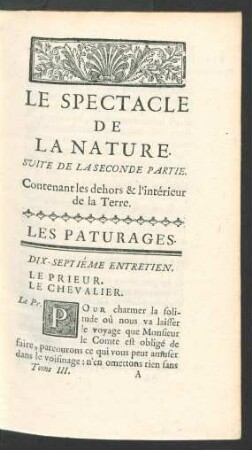 Dix-septième Entretien. Les Paturages.