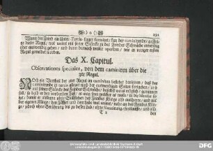 Das X. Capitul. Observationes speciales, von dem Caminiren über die 3te Regul.