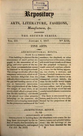 The Repository of arts, literature, fashions, manufactures, &c. 3. 1817 = Nr. 13 - 18