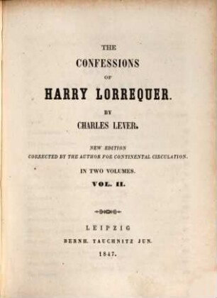 The confessions of Harry Lorrequer, 2
