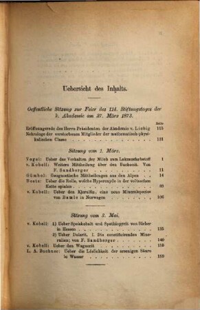 Sitzungsberichte der Bayerischen Akademie der Wissenschaften zu München, Mathematisch-Physikalische Klasse. 3, 3. 1873
