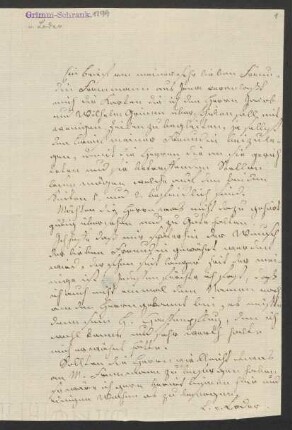 Brief an Jacob Grimm