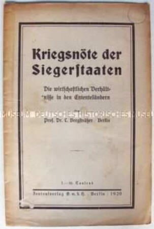 Propagandaschrift über die wirtschaftliche Situation der Entente-Staaten nach dem 1. Weltkrieg