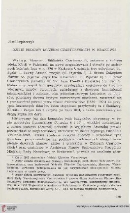 [3.]1953: Dzieje budowy Muzeum Czartorskich w Krakowie