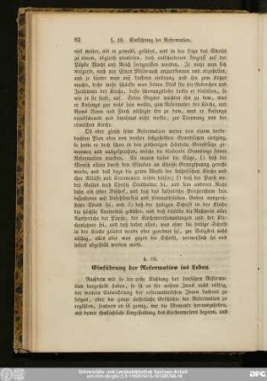 §. 16. Einführung der Reformation ins Leben.