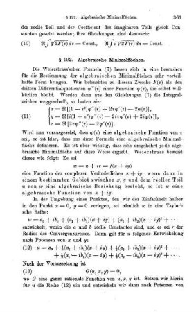 § 192. Algebraische Minimalflächen.