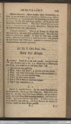 Ad. Tit. V. Ord. Proc. Vet. Von der Klage