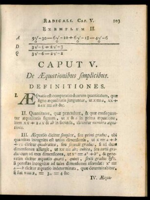 Caput V. De Aequationibus simplicibus