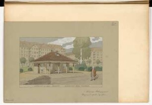 Pavillons auf dem Belle-Alliance-Platz, Berlin-Kreuzberg Monatskonkurrenz Februar 1905: Perspektivische Ansicht
