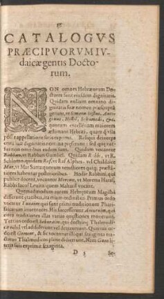 Catalogus Praecipuorum Iudaicae gentis Doctorum.