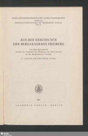 Aus der Geschichte der Bergakademie Freiberg