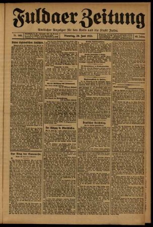 Erste Ausgabe vom Dienstag, den 28. Juni 1921.