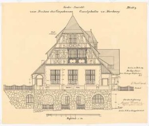 Corpshaus Guestphalia, Marburg: Aufriss Vorderseite 1:50