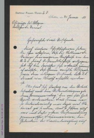 Brief von Elisabeth Albrecht an Helene Lange