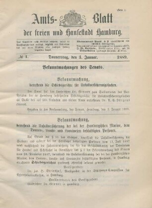 Donnertag, den 3. Januar-Dienstag, den 31. December = No. 1-138